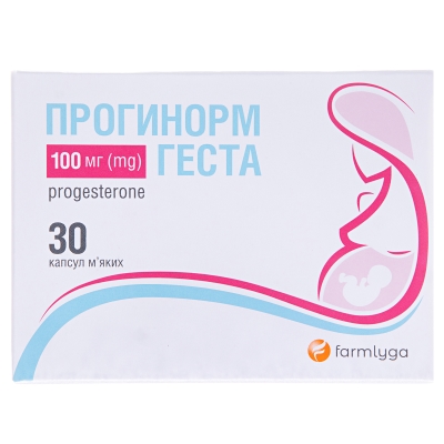 ПРОГИНОРМ ГЕСТА капсули м’які по 100 мг; по 15 капсул м’яких у блістері; по 2 блістери у пачці